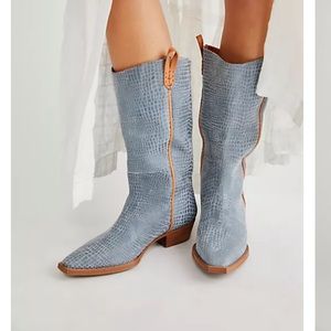 NIB Free people 36.5 montage tall boot dusty croc
